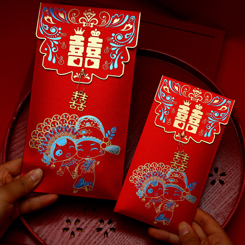 10pcs Wedding Ang bag Red Packet Ang pao Red envelopes Bride price Voucher envelopes Greeting card Lucky bag Fortune Money bag Ang bag for Wedding