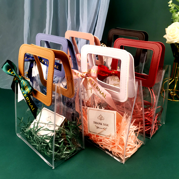 Gift bag,PVC Transparent bag,Thank you bag,Wedding Gift bag,Cookies/Candy/Snacks packaging bag Party bag for Valentine's Day/Thanksgiving Day Gift decoration Bridesmaid gift