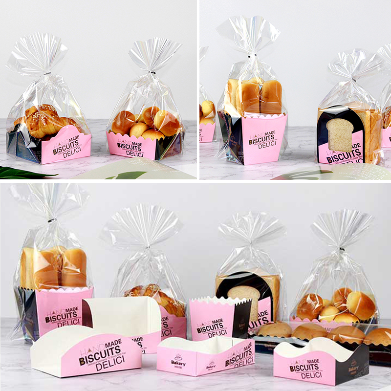 100Pcs Bread bag packaging reusable Toast bag Pineapple Bun Bag Transparent bag Self-sealing food bag Bread Loaf bag Goodies bag Bread box Sandwich bag Hot Dog bag Lunch bag