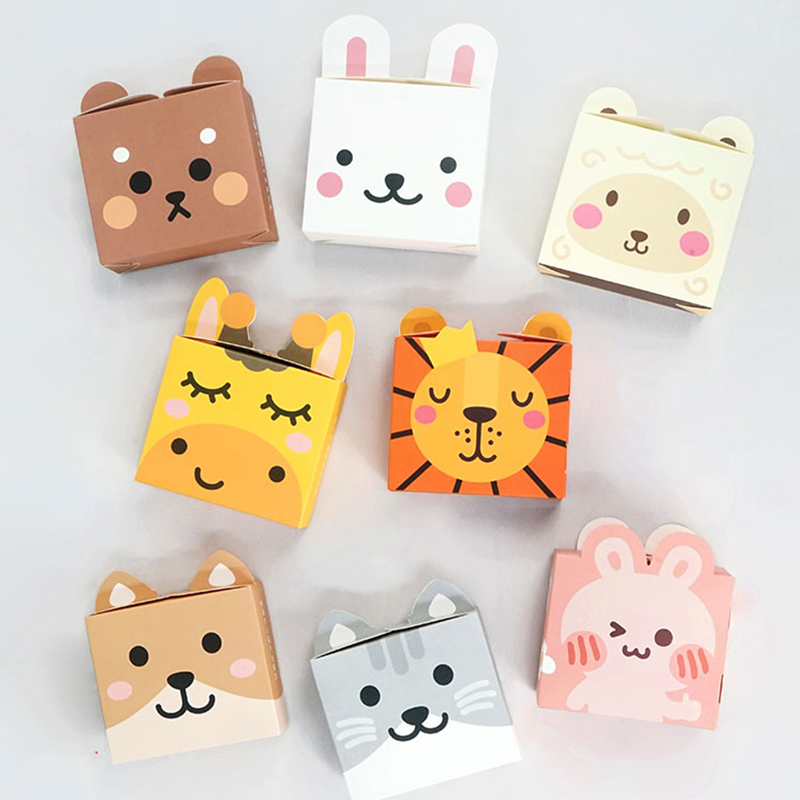 100Pcs Gift box Candy box Cookies packaging Snack box Goodies bag Cartoon box Goodies bag Favor gift  Door Gift wrapping for Wedding/Birthday/Children's Day