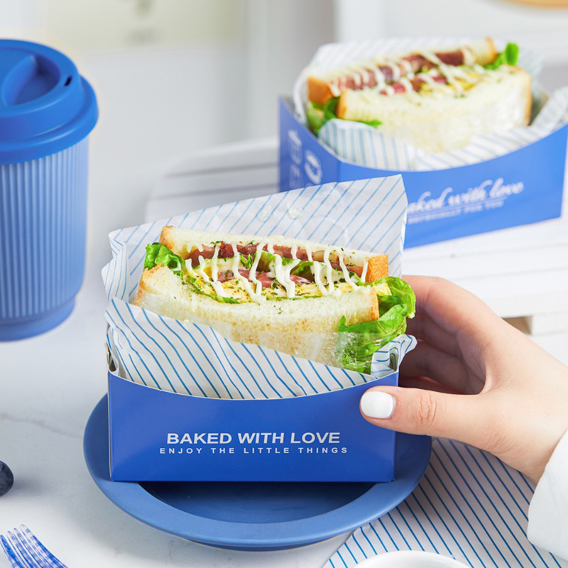 100pcs korean Sandwich box,Sandwich wrapper paper,Bread box portable packaging,Toast bread box Breakfast box Hotdog box Hamburger packaging baking decor Lunch box